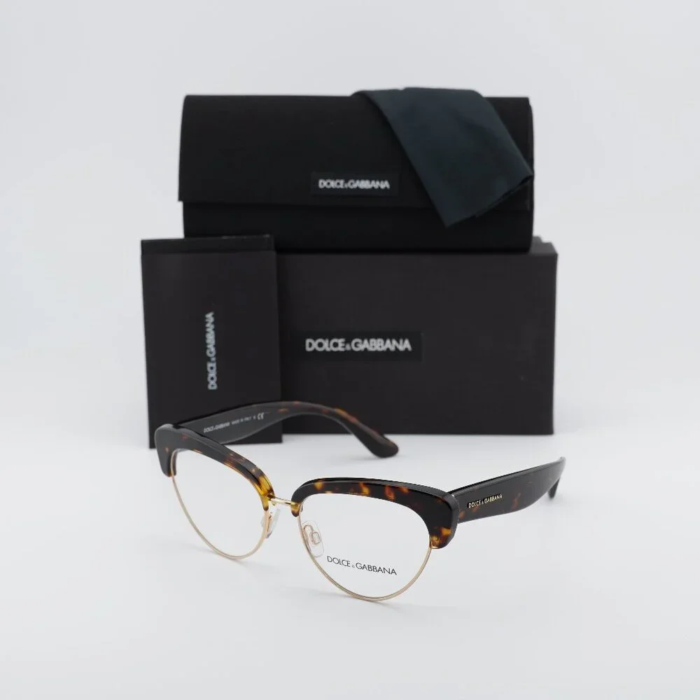 Dolce & Gabbana DG3247 502 Cat Eye Eyeglasses - Havana/Gold 53mm